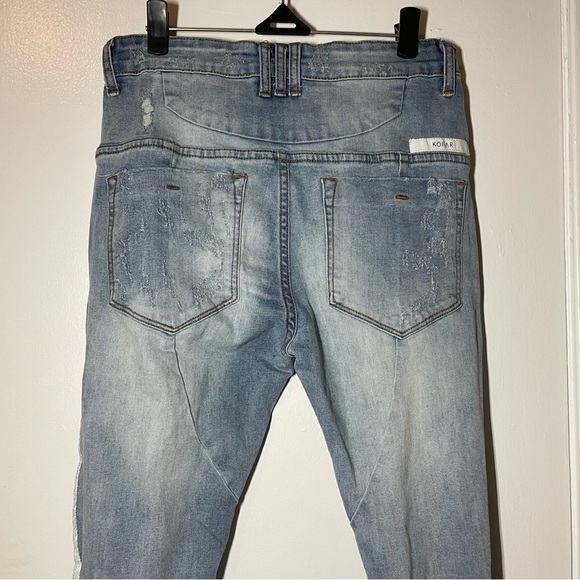 Kollar Distressed Stripe Denim Skinny Jean size 28 - Picture 8 of 12